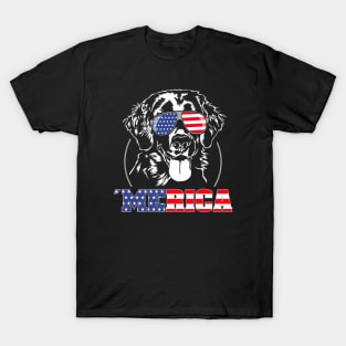 Flat Coated Retriever American Flag Merica patriotic dog T-Shirt